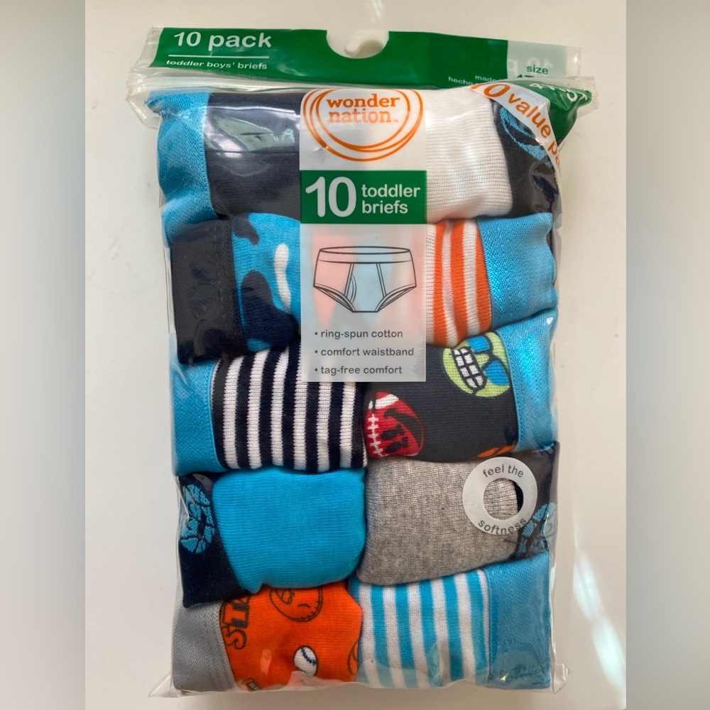 Wonder Nation Toddler Boys Brief (10 Pack) Ss: 4T-5T